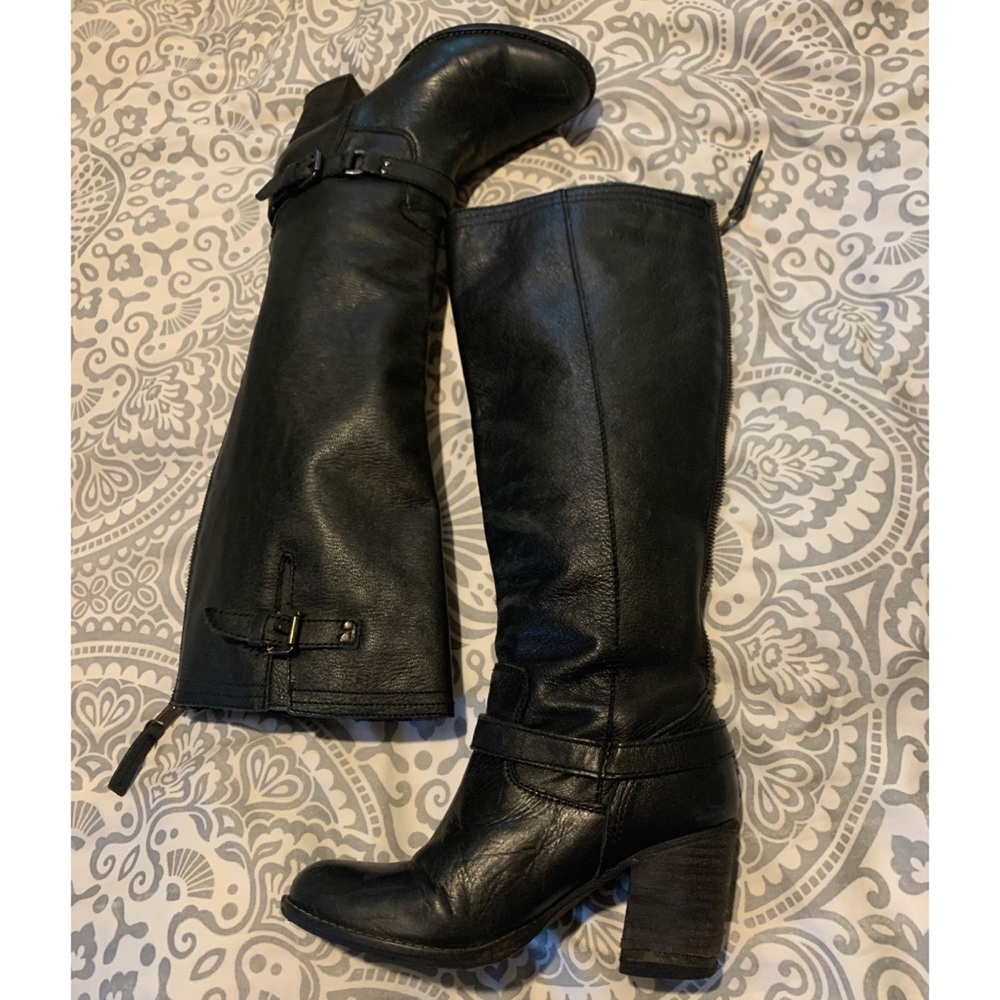 Nine West Knee High Black Leather Boots